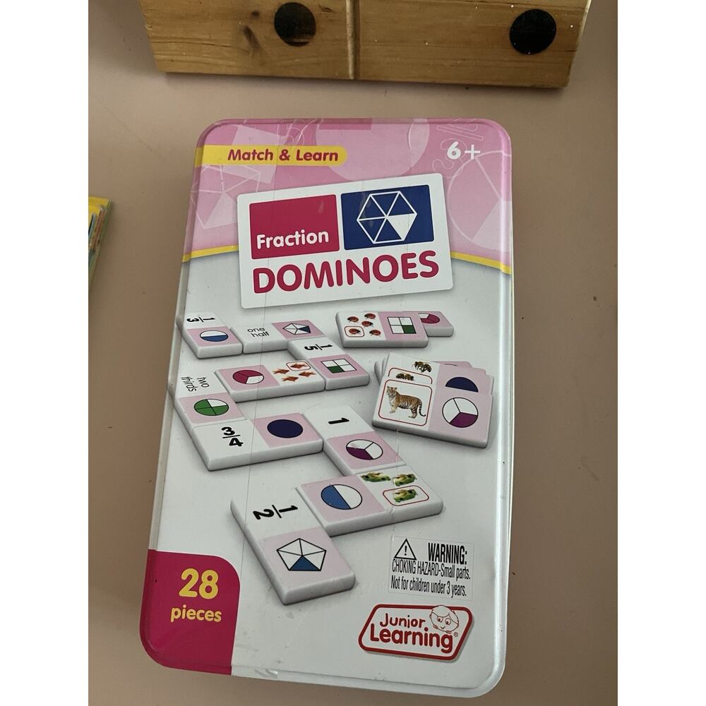 Junior Learning FRACTION DOMINOES in Tin Math Home School Primary